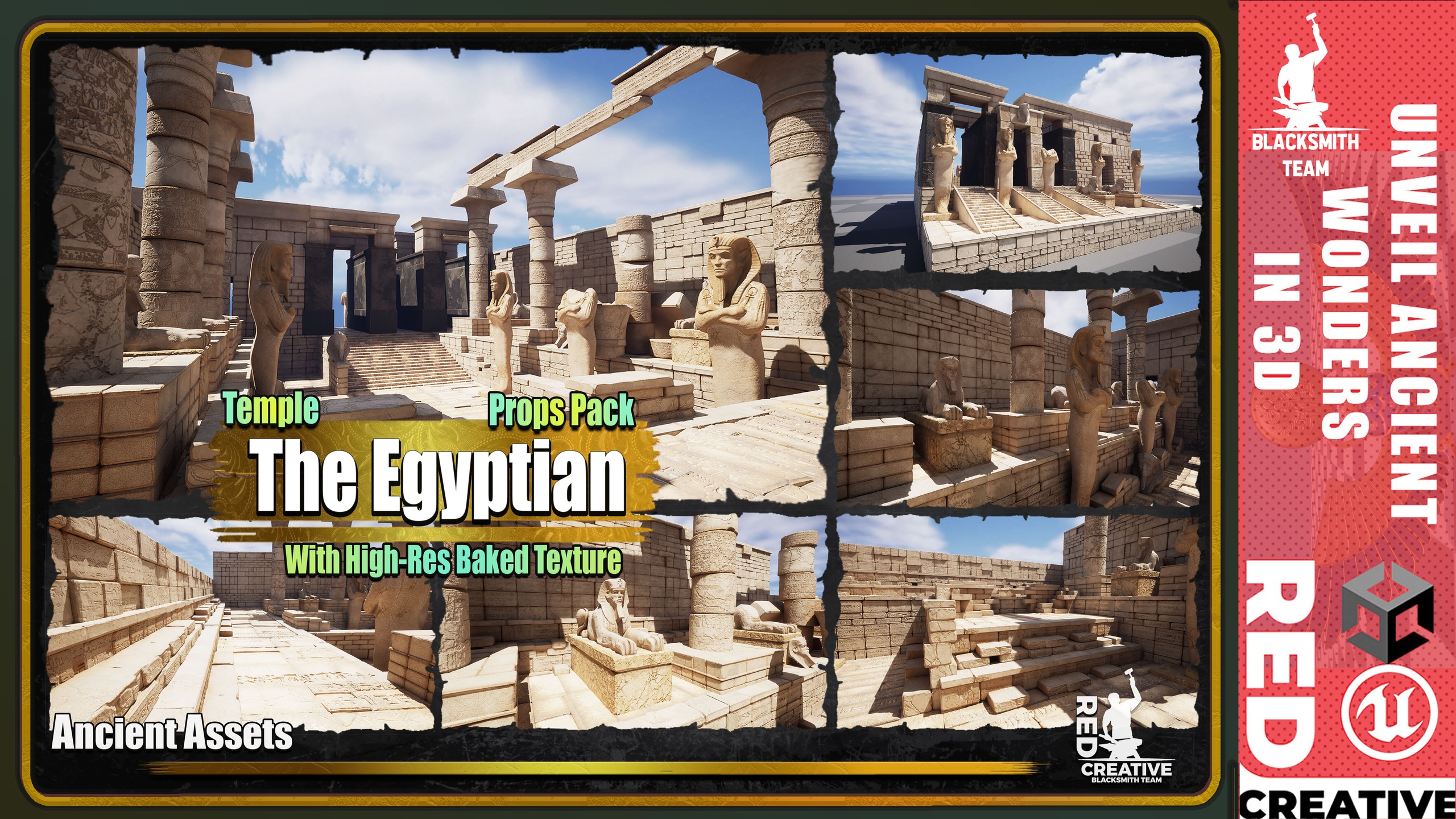 Media 1 for listing Egyptian Temple Prop Pack: Ancient Assets with High-Res Baked Textures