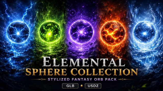 Elemental Energy Spheres & Magical Orbs — 5 Asset Collection — Cobalt Game Assets