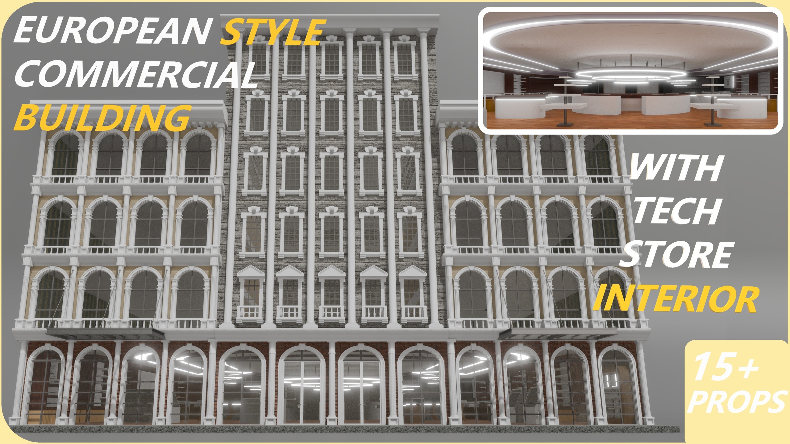Media 1 for listing European Building with Store Interior 15+ Props