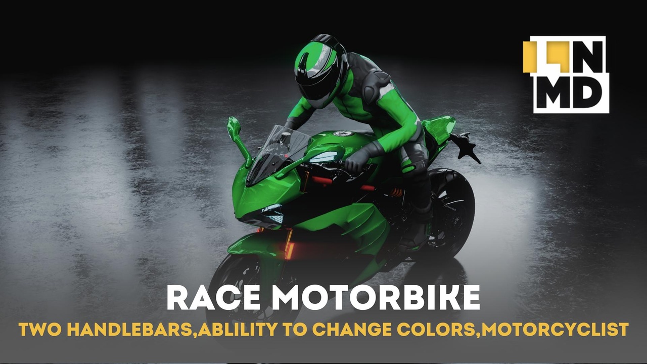 Media 1 for listing Race Motorcycle. Realistic generic sportbike. 2 motorcyclist characters