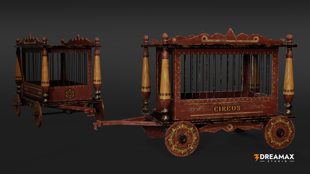 Media 1 for listing Circus Animal Cage Wagon – Medieval Circus travel Cart