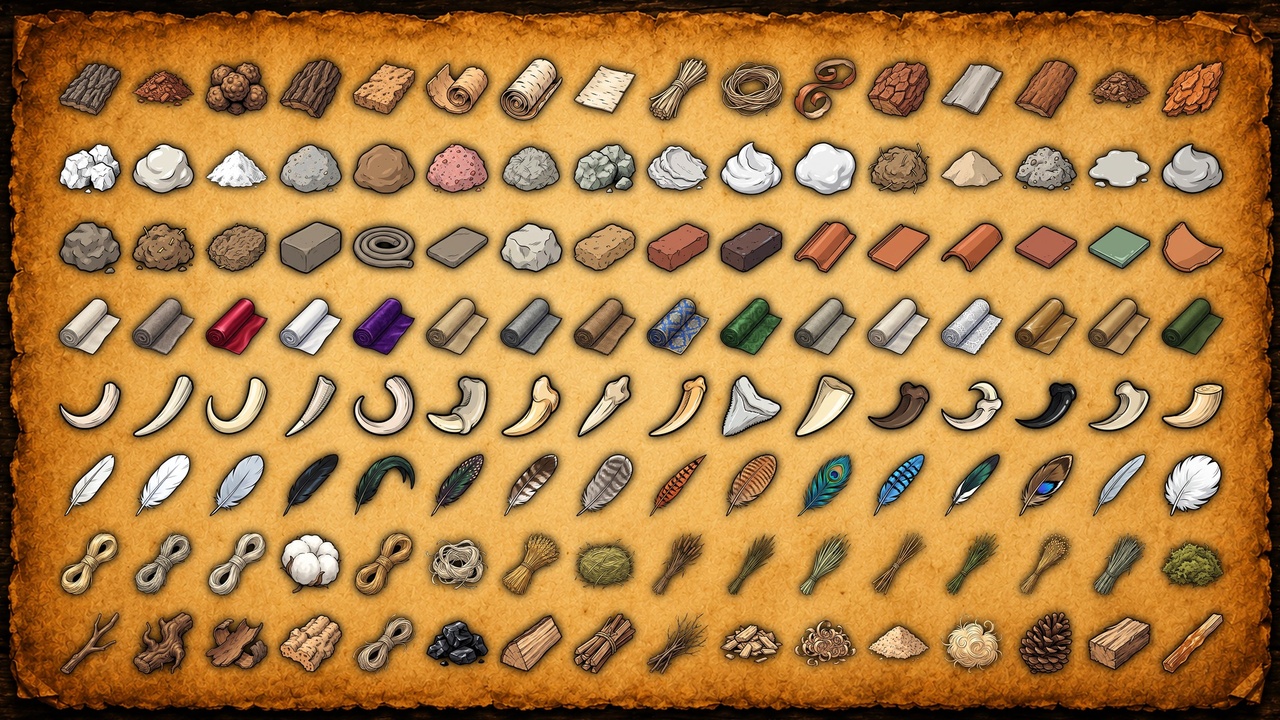 Media 1 for listing 500+ Medieval Crafting Material Icons - RPG & Survival Resource Pack