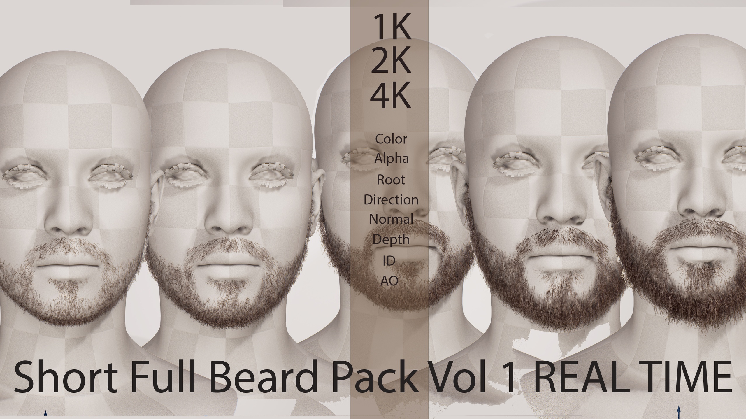 Media 1 for listing Short to Medium Boxed Beard Growth Pack Vol 1 Real Time Facial Hair Styles