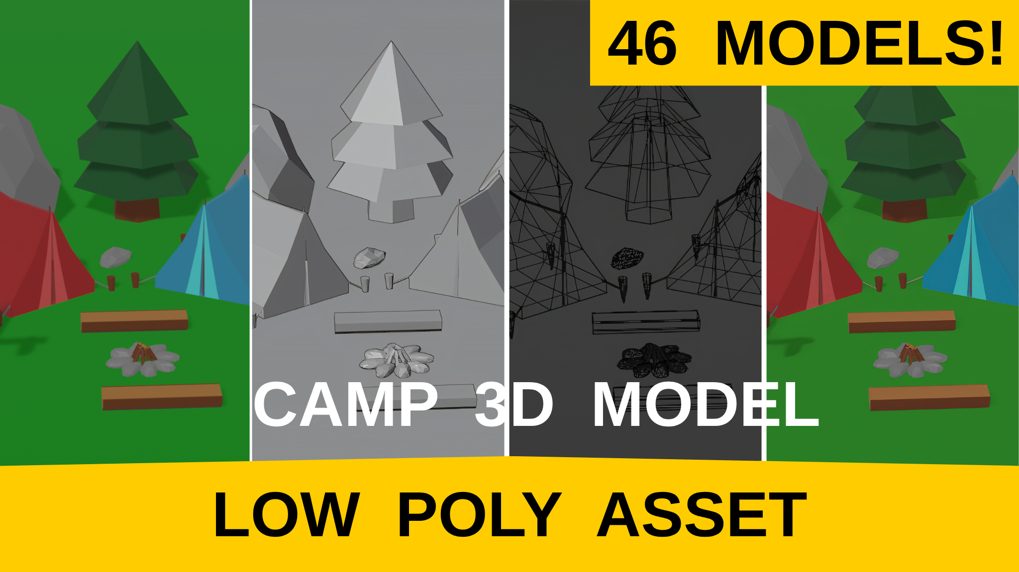 Camp 3D Model | Stylized Low Poly Camping Asset Pack for Games ...