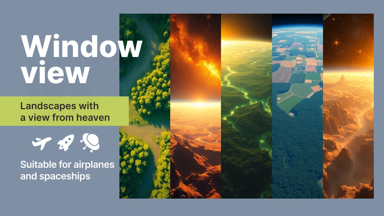 الوسائط 1 للقائمة A set of window seat view, 162 jpeg landscapes