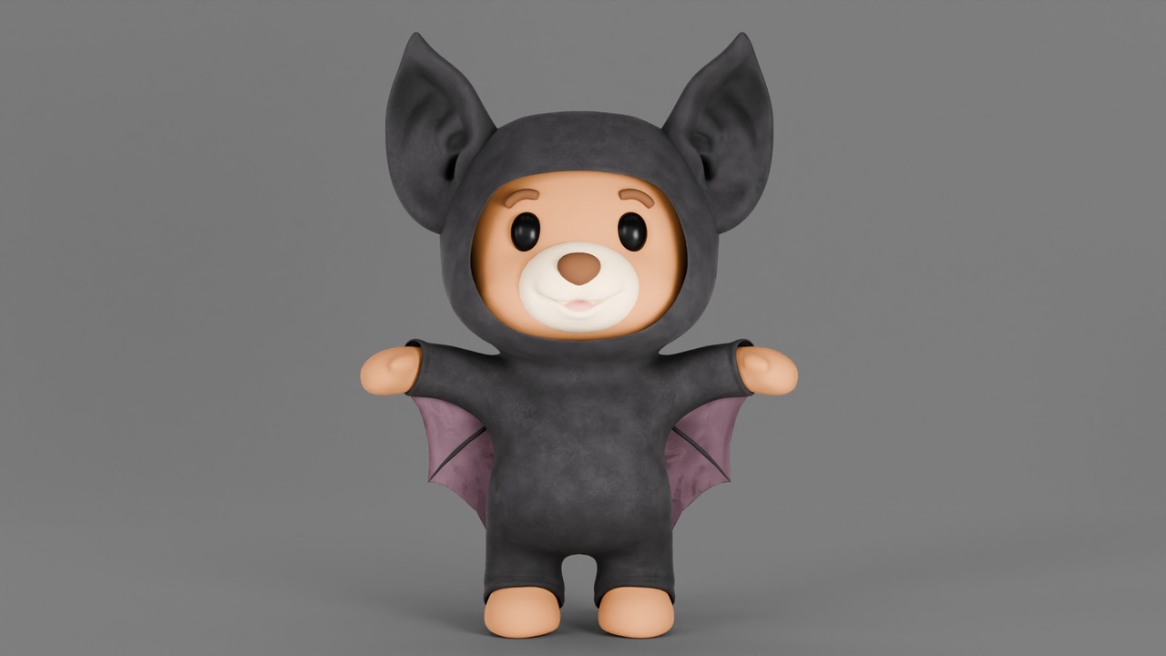Media 1 for listing Cute Teddy Bear in Bat Costume