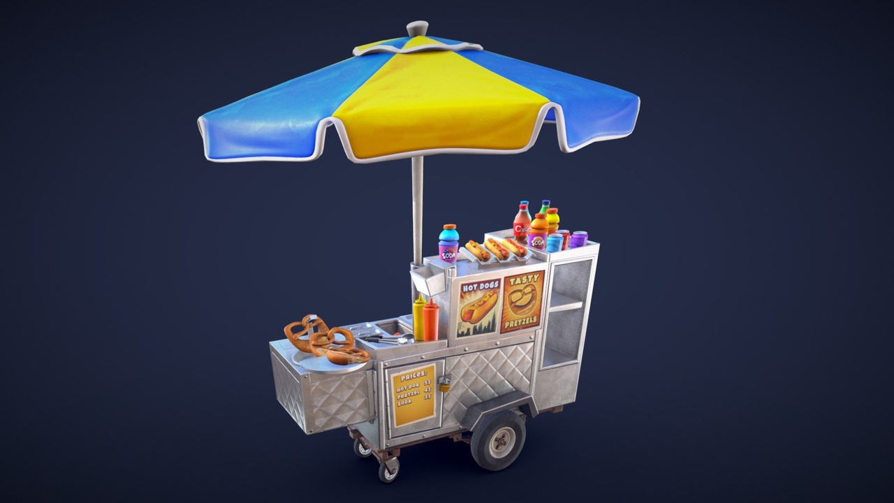 商品 Stylized Hot Dog Cart - Game Ready 的媒体 1