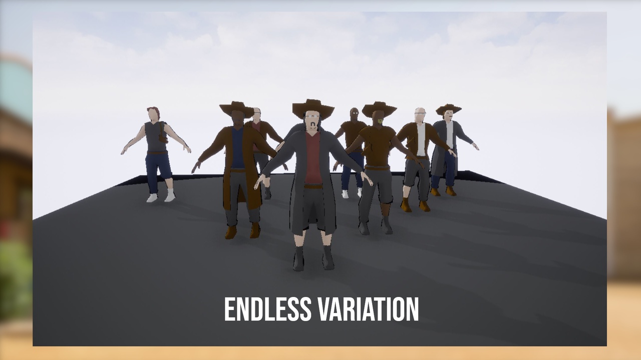 Media 1 for listing Low Poly Modular Cowboy Character