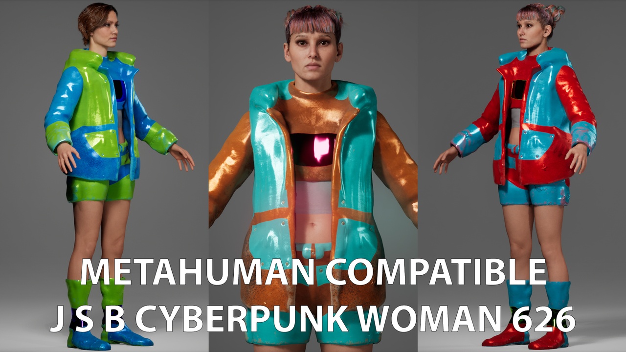 Media 1 for listing MetaHuman Compatible J S B Cyberpunk Woman 626 Outfit