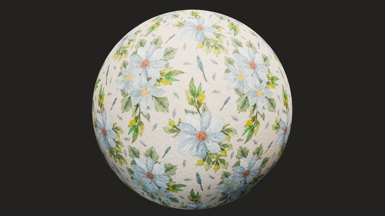 Media 1 for listing Vintage Floral Wallpaper – 4K PBR Realistic