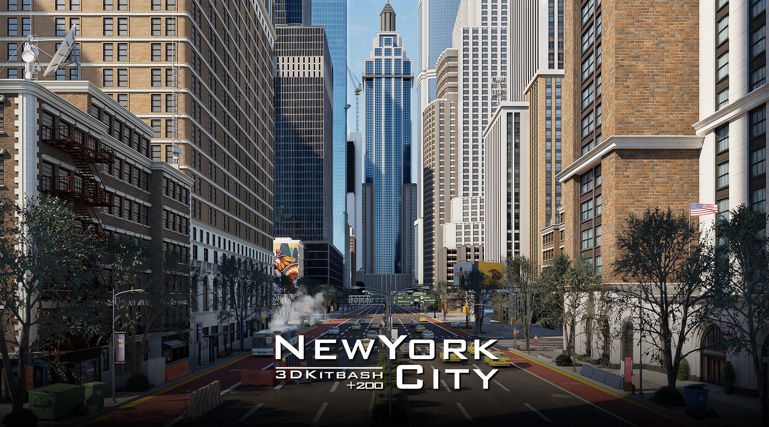 Media 1 for listing New-York City Buildings & Street Environment 3D Asset Kitbash Pack
