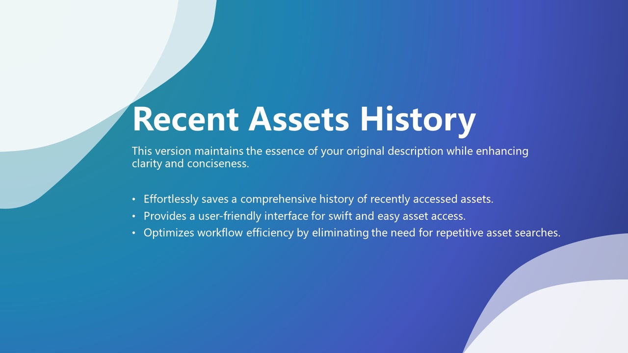 Media 1 for listing Recent Assets History Manager Pro