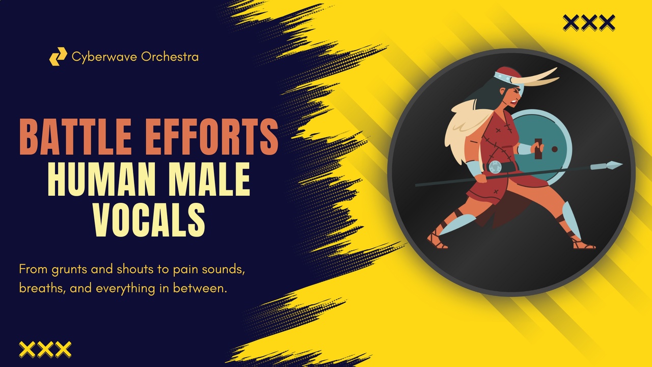 Media 1 for listing Character Voices - Human Male Battle Vocal Efforts Sound Pack