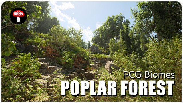PCG Biome: Forest Poplar (Interactive Foliage, Trees, Wind System, Nature)