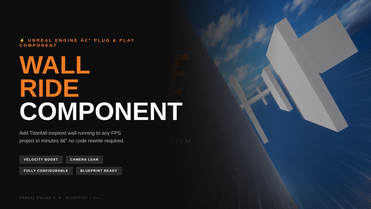 Media 1 for listing Plug & Play Wallride / WallrunComponent – FPS Movement Inspired by Titanfall