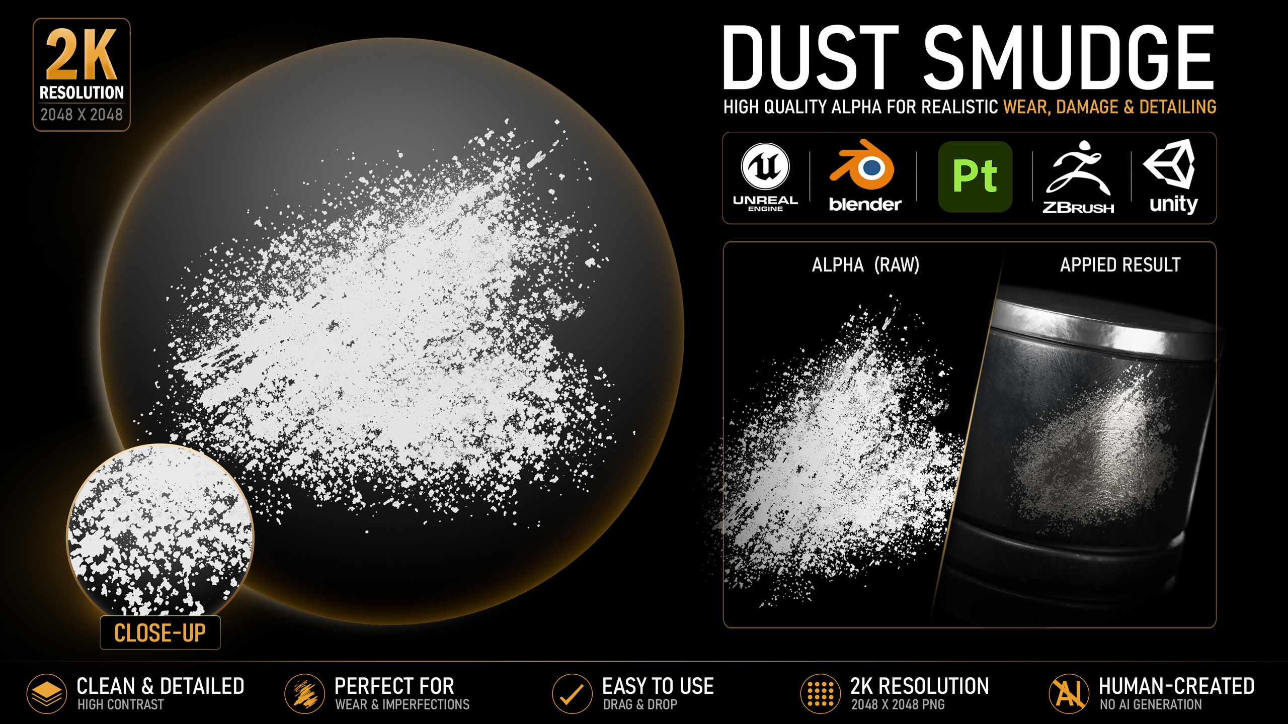 Media 1 for listing Dust Smudge Alpha | High-Resolution Grunge Texture