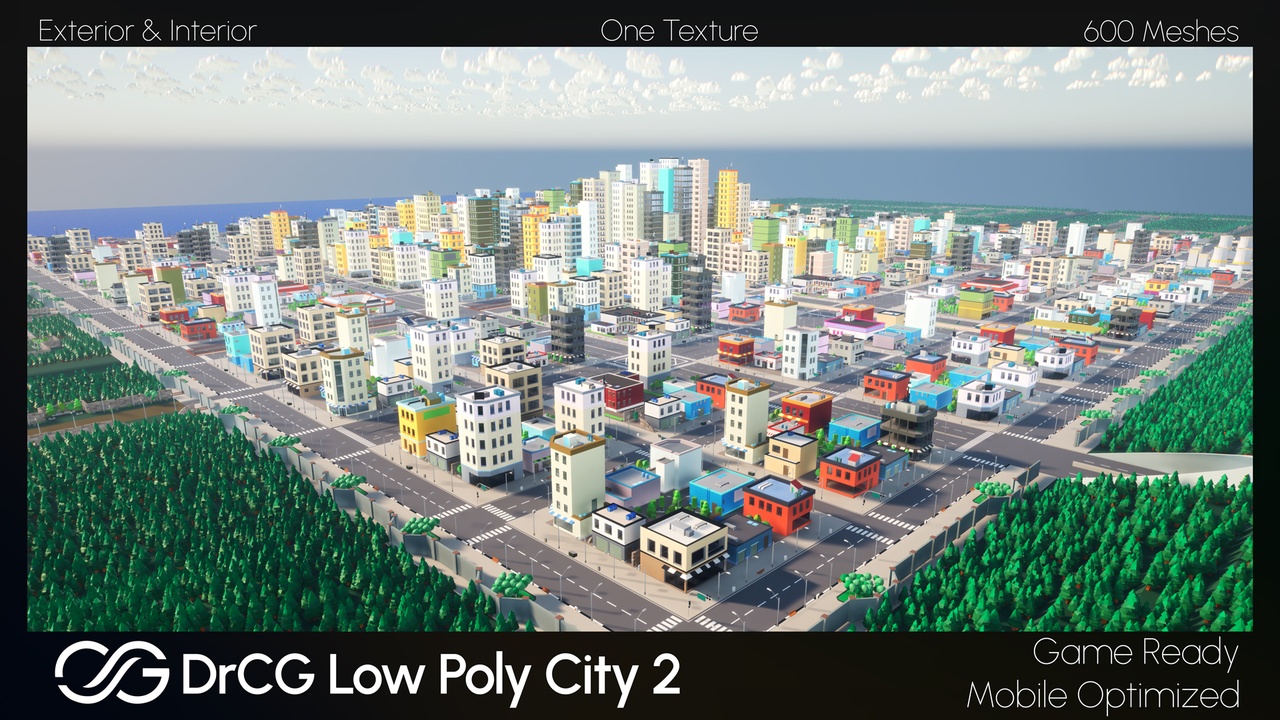 Media 1 for listing Low Poly City 2.0 Asset Pack with Interior Assets (Modular Stylized) DrCG