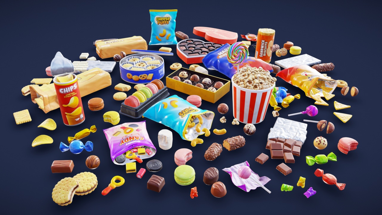 Media 1 for listing Stylized Sweets, Snacks, and Candy Collection - Game Ready