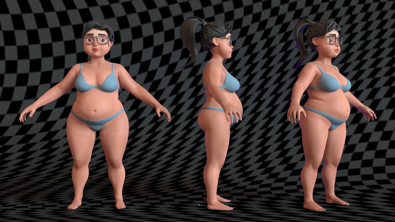 Medios 1 para el artículo Base Mesh Fat Female Stylized PBR