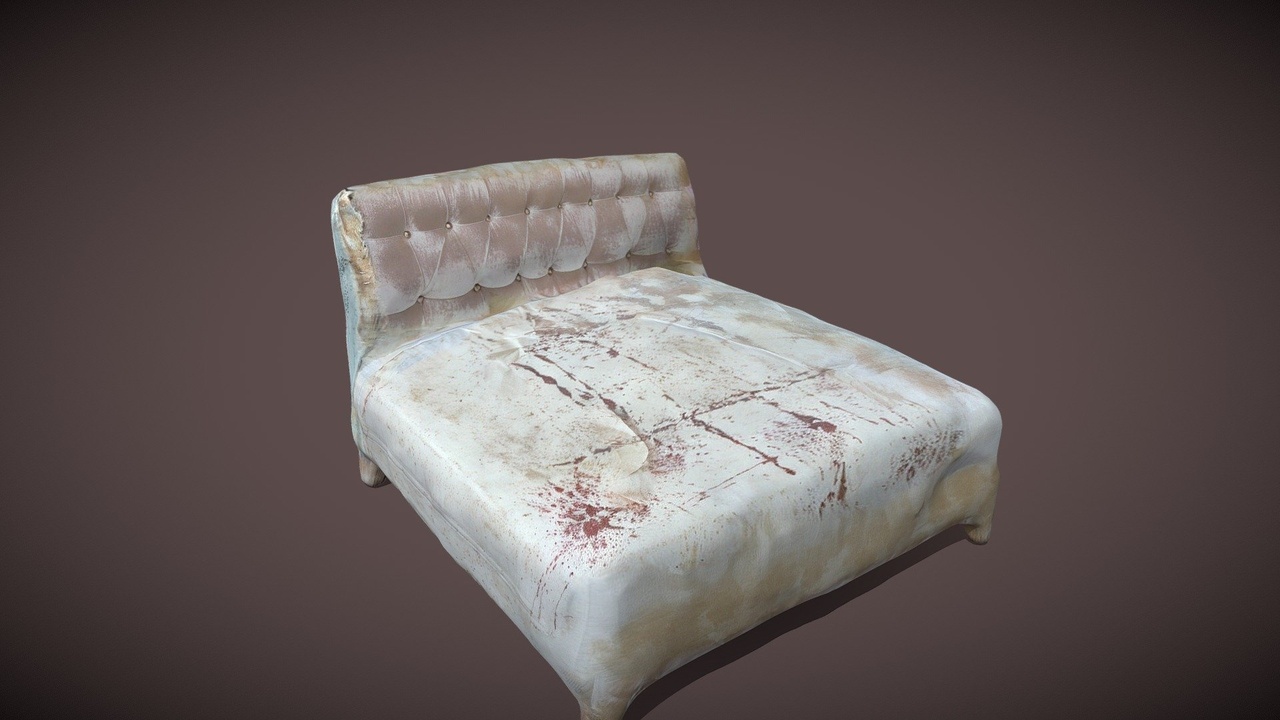Media 1 for listing Pink Studded Velvet Bed - Murder Scene