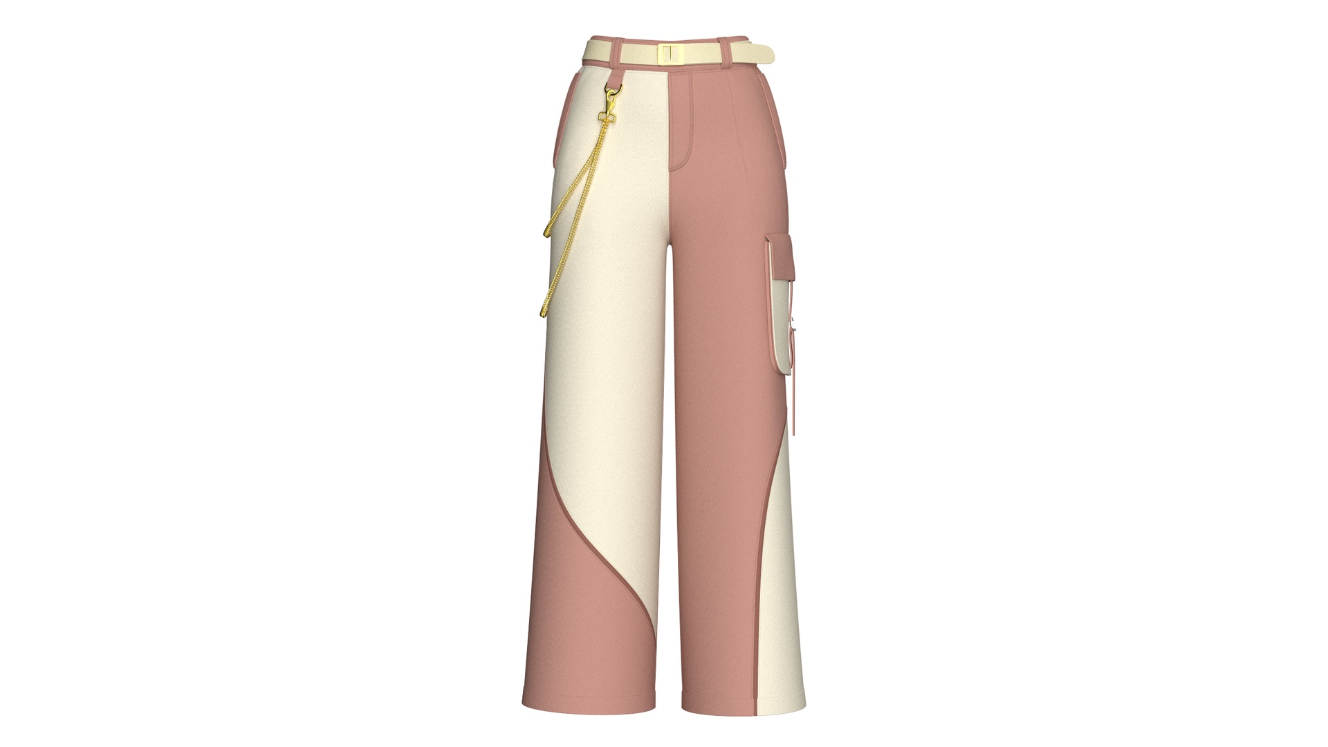 Media 1 for listing Girls Color Block Cargo Pant With Chain Detail | High Poly