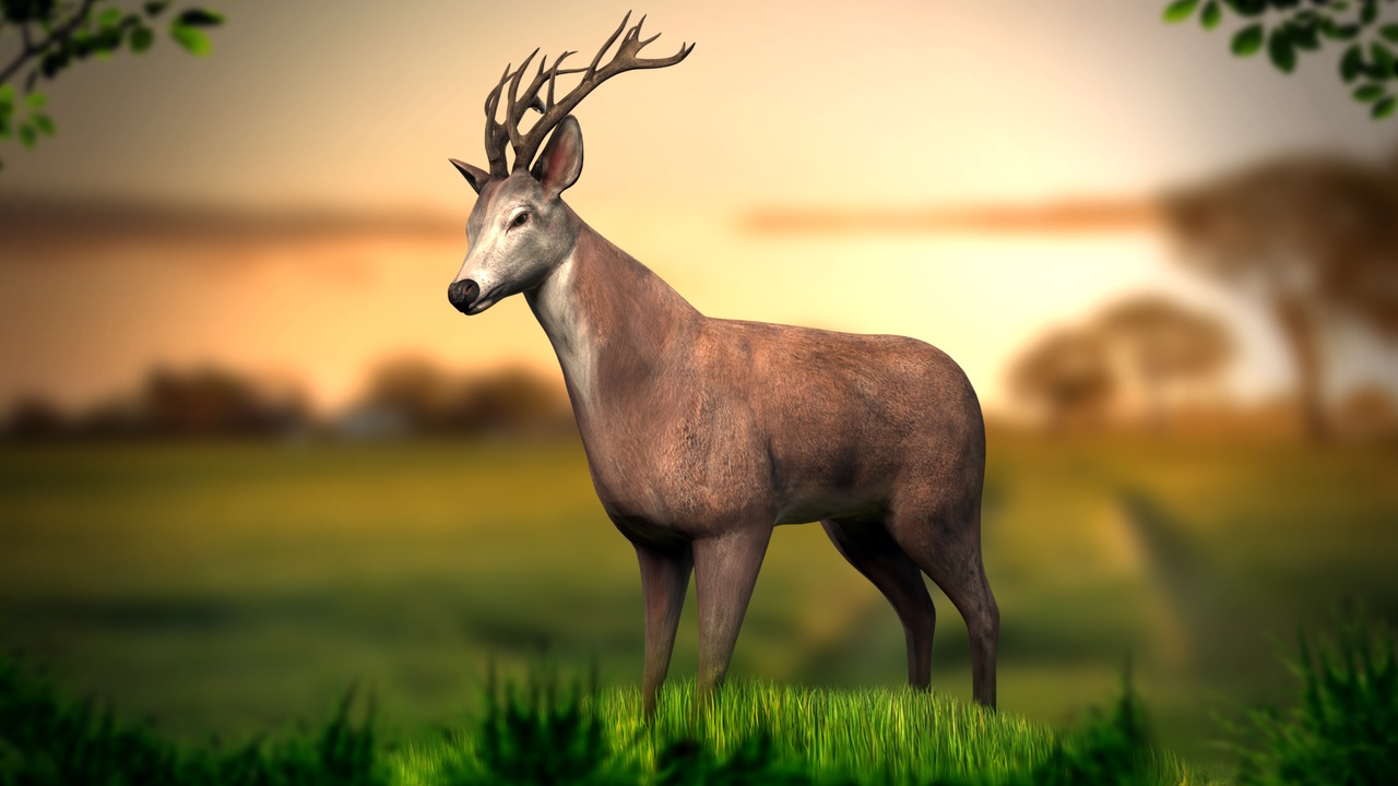 Lowpoly Deer Stag 제품 등록을 위한 미디어 1개