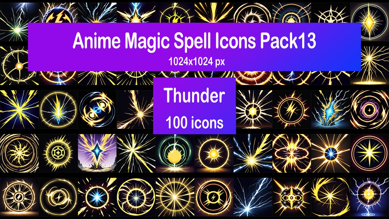 Media 1 for listing Anime Magic Spell Icons Pack13 - Thunder
