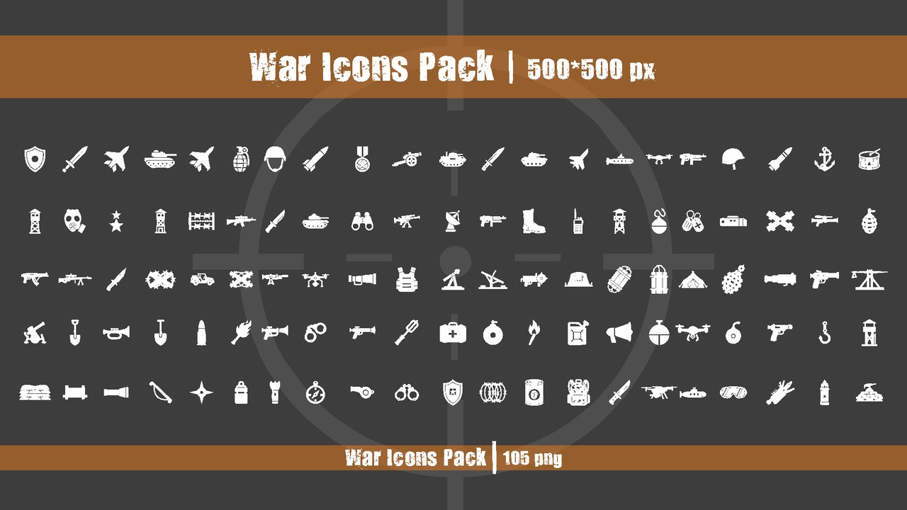 Media 1 for listing 2D War Military Icons Pack Vol. 3