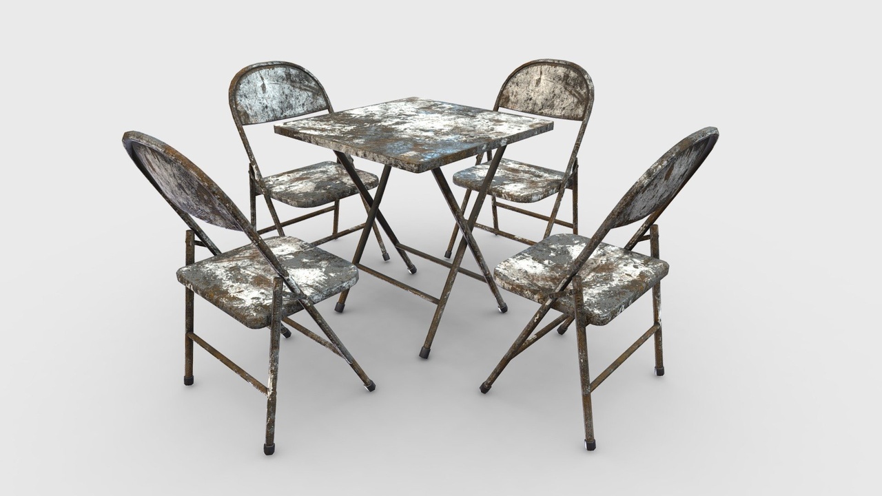 Media 1 for listing Rusted Folding Table With Folding Chair