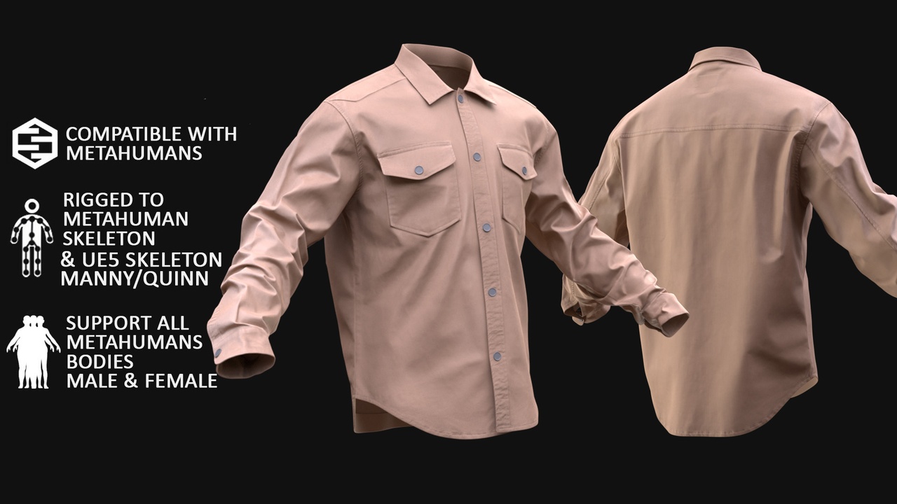 Media 1 for listing Shirt 49 - All MH Bodies & UE5 Skeletons - Rigged