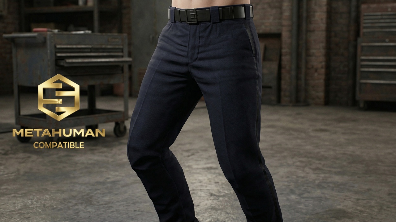 Media 1 for listing Tailored Navy Uniform Trousers with Straight Formal Leg and Structured Duty Fit