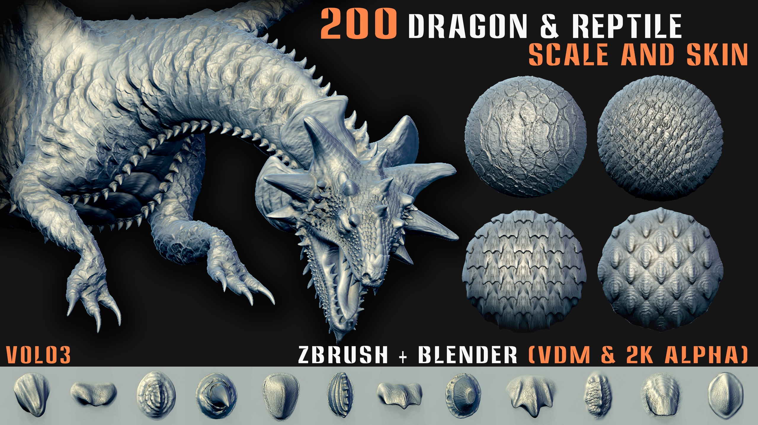 Media 1 for listing 200 Dragon & Reptile Scale and Skin (VDM + Alpha) - Vol03