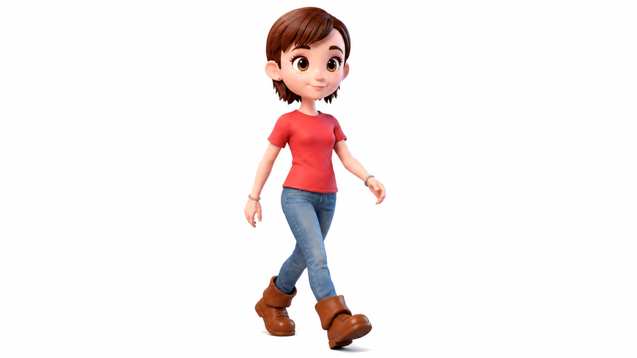 Media 1 for listing Stylized Cartoon Girl Kid Character - Rigged Cute Child