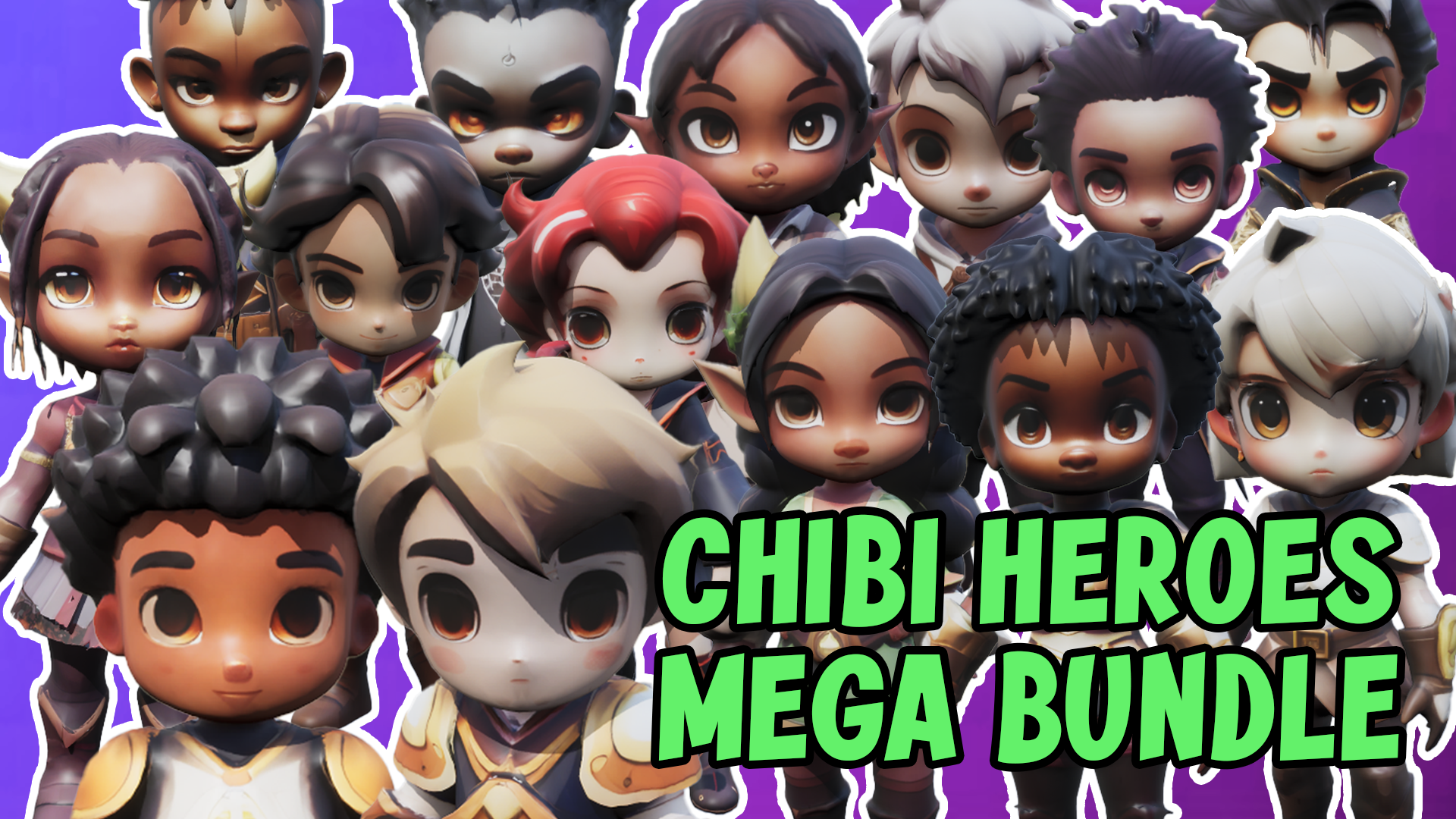 Hand-painted Chibi Heroes Mega Bundle | Fab