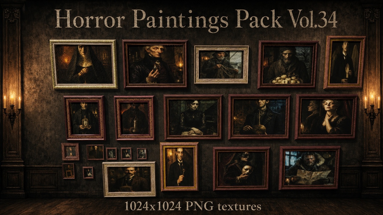 Media 1 for listing Horror Faces Paintings Pack Vol.34