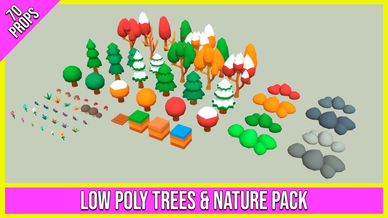 Media 1 for listing Low Poly Trees & Nature Pack (70 Props)