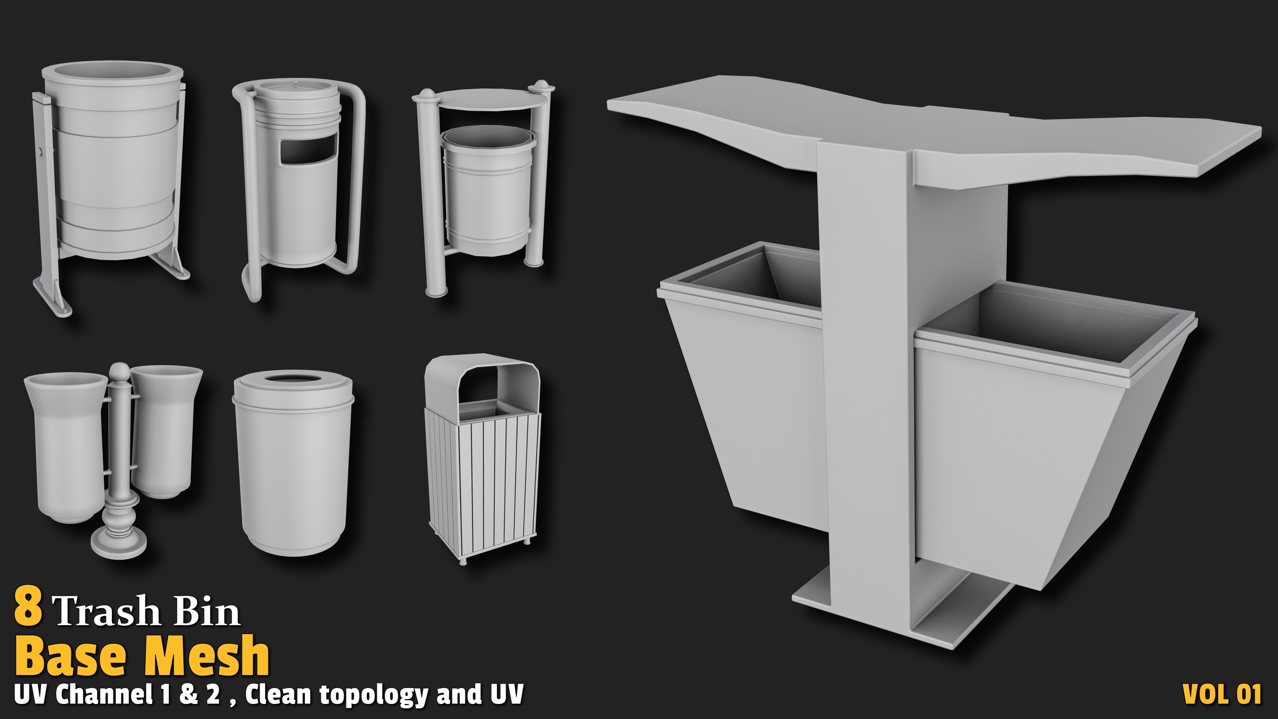 Media 1 for listing Trash Bin | Base Mesh-VOL01