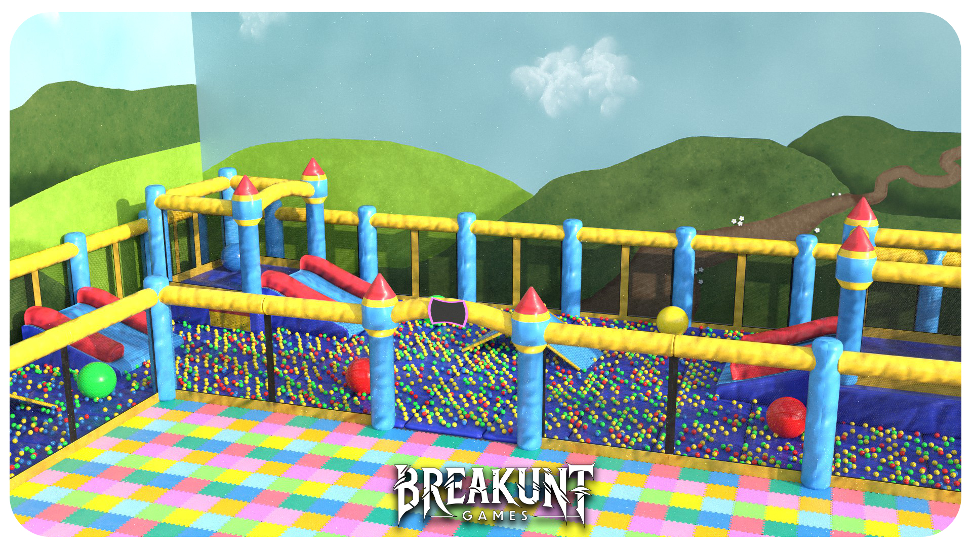 Bouncy castle scene modular pack | 18 unique assets | Fab
