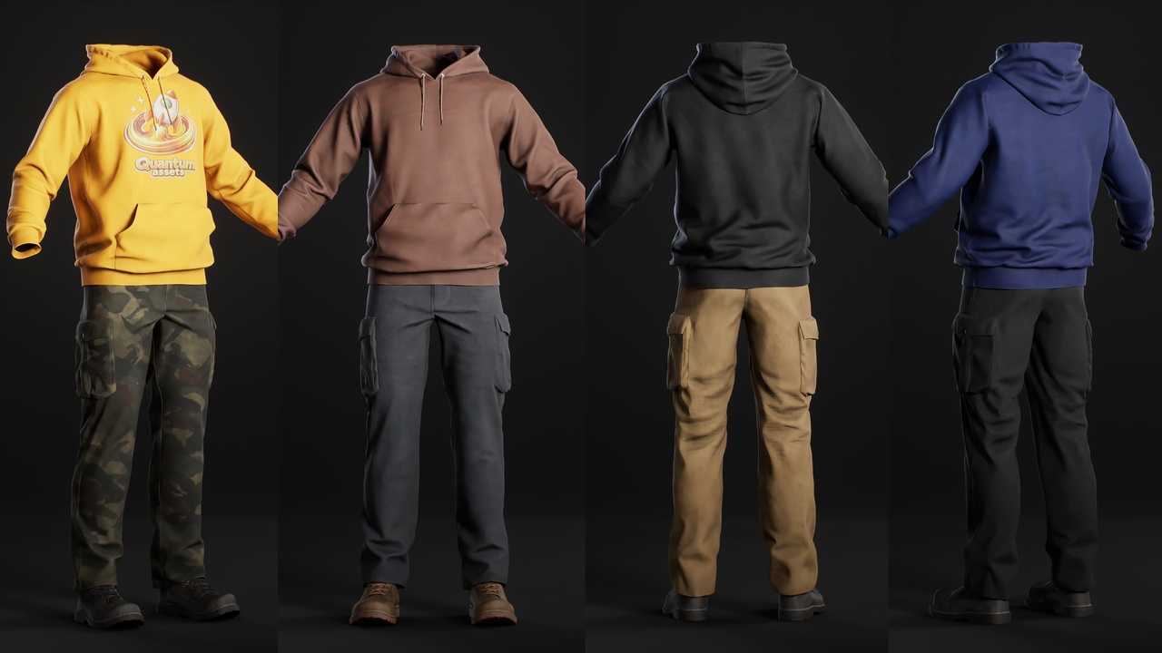 Media 1 for listing PantsCargo Hoodie Hood Outfit - Metahuman