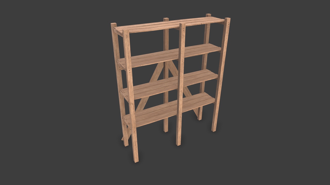 Media 1 for listing Old Wooden storage Shelf Low-poly PBR