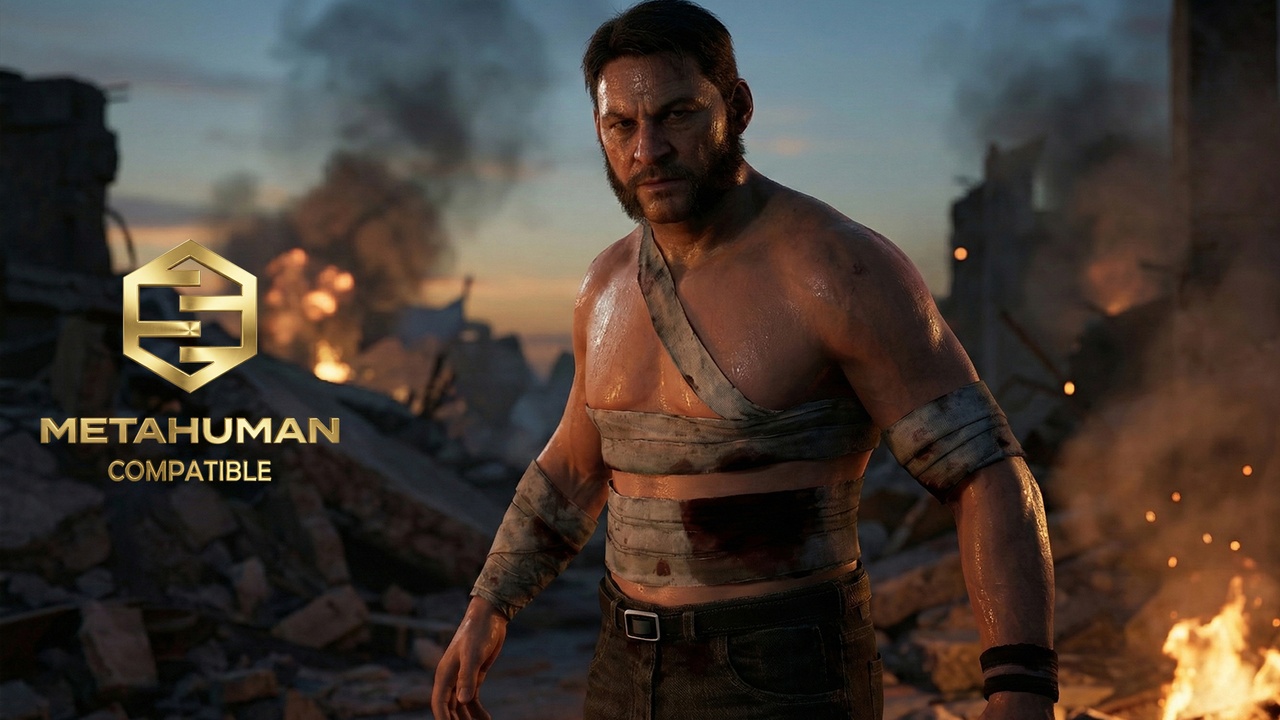 Media 1 for listing Rugged Wasteland Survivalist Bandage Wrap Outfit and Distressed Tactical Jeans