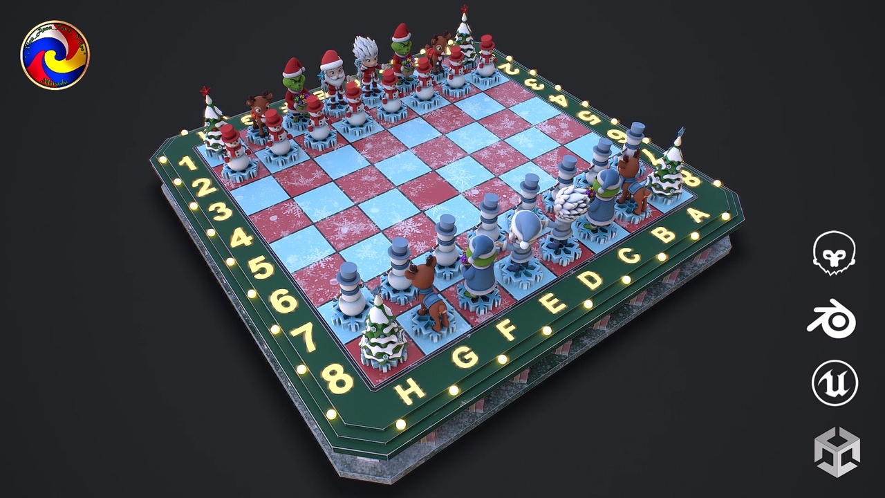 Media 1 for listing Christmas Chess game ready 3D model
