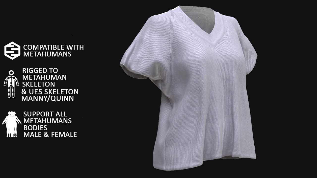 Media 1 for listing Tshirt 116 - All MH Bodies & UE5 Skeletons - Rigged