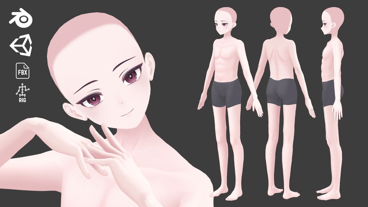 Media 1 for listing Anime Base Mesh - Male Character