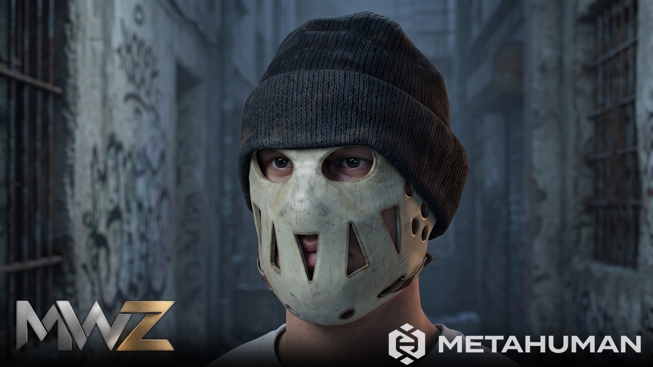 Media 1 for listing Black Knitted Beanie with Distressed Skull Face Mask for Post-Apocalyptic Wear