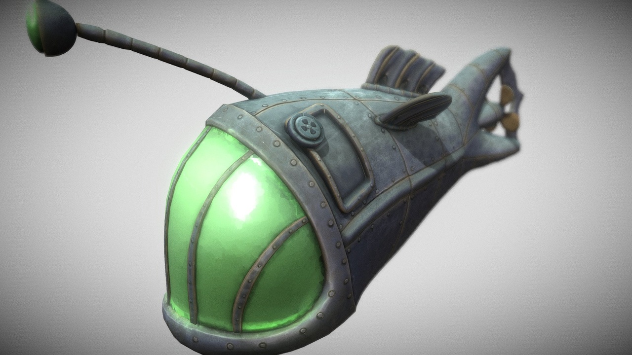 Media 1 for listing Anglerfish Submarine Hand-Painted