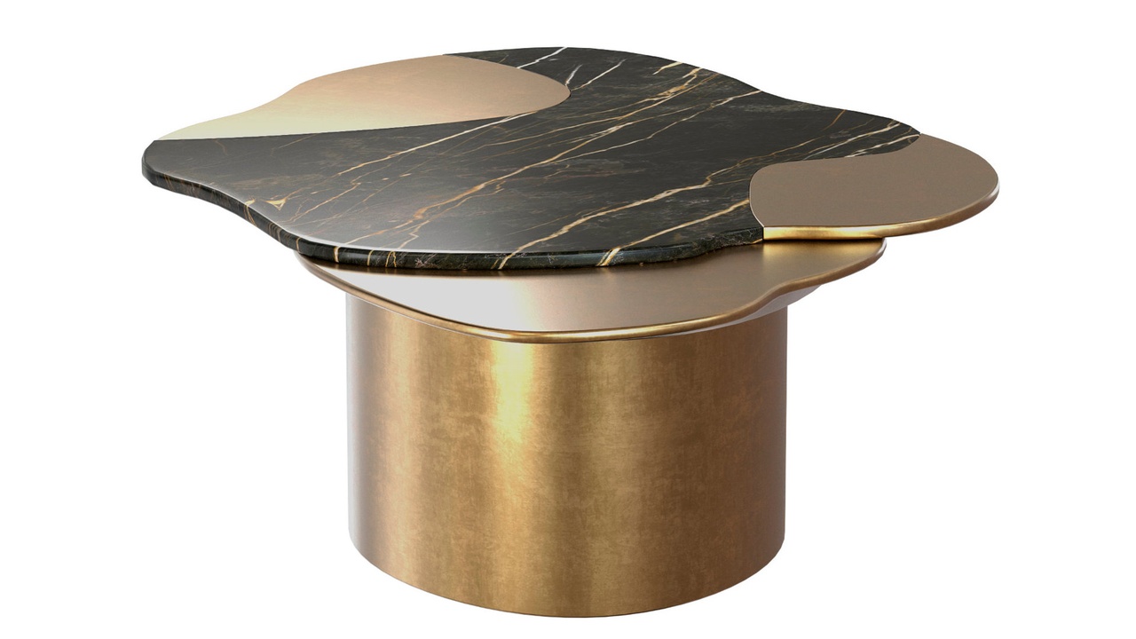Media 1 for listing Curved shape bronze Coffee Table