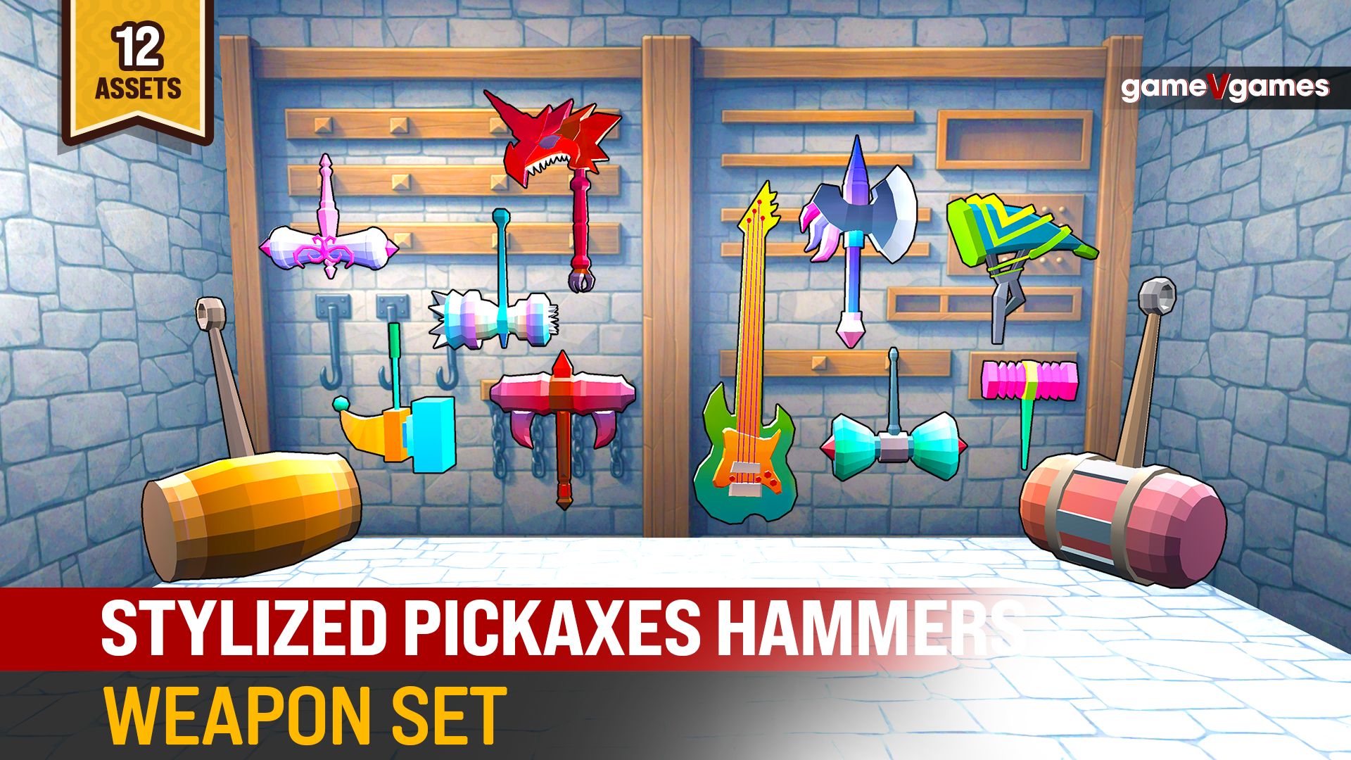 Stylized Pickaxes & Hammers Weapon Set | Fab