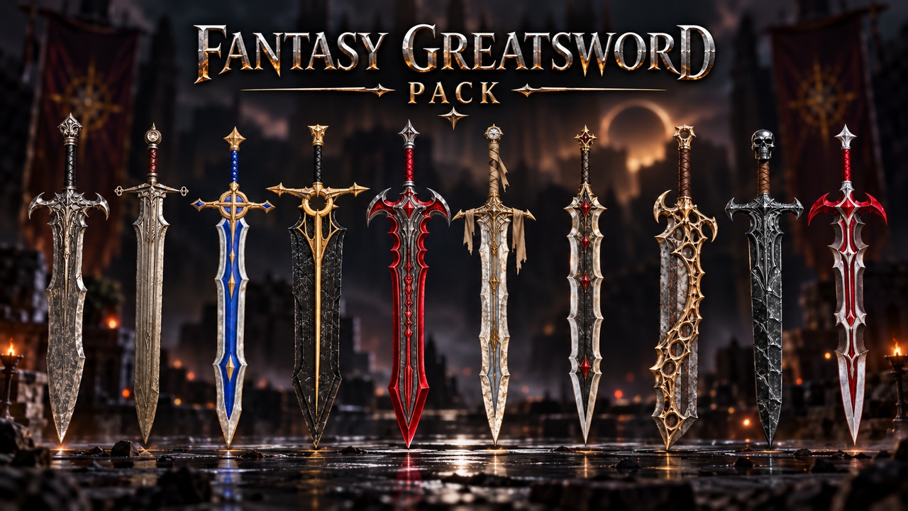 Media 1 for listing 10 Medieval & Dark Fantasy Greatsword (Pack)