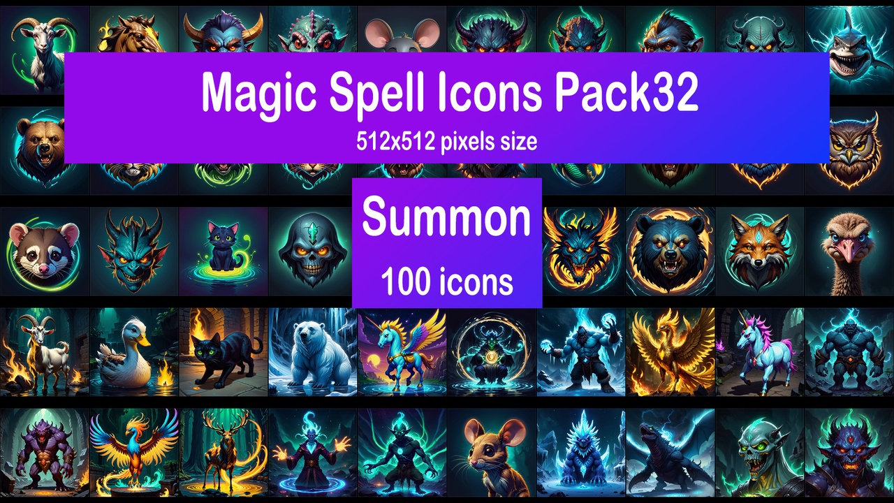 Media 1 for listing Magic Spell Icons Pack32 - Summon